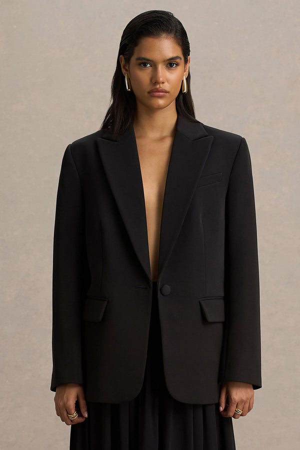 Katherine | Chaqueta Negra Entallada con Escote en V