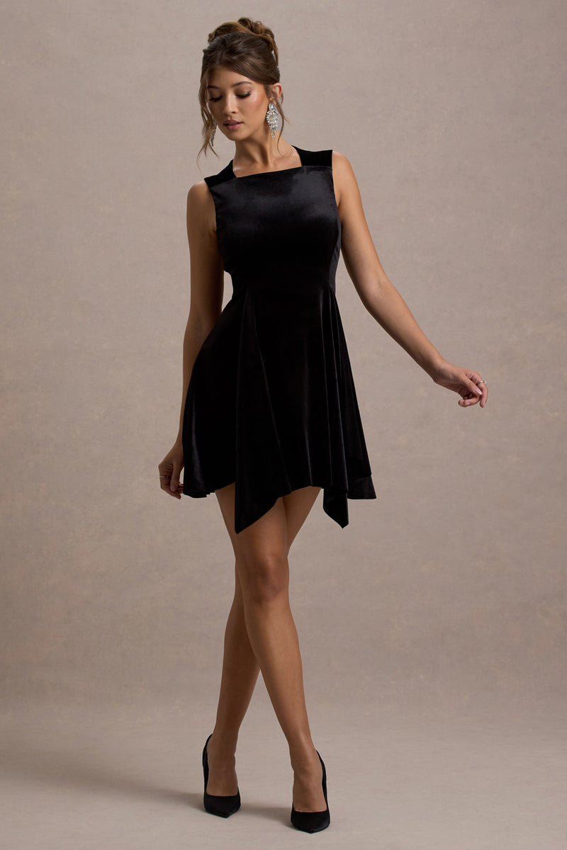 Baker | Minivestido negro de terciopelo con bajo drapeado