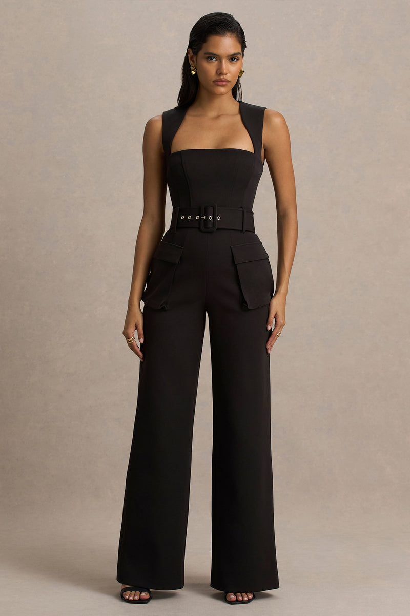 Solice | Mono negro de escote cuadrado