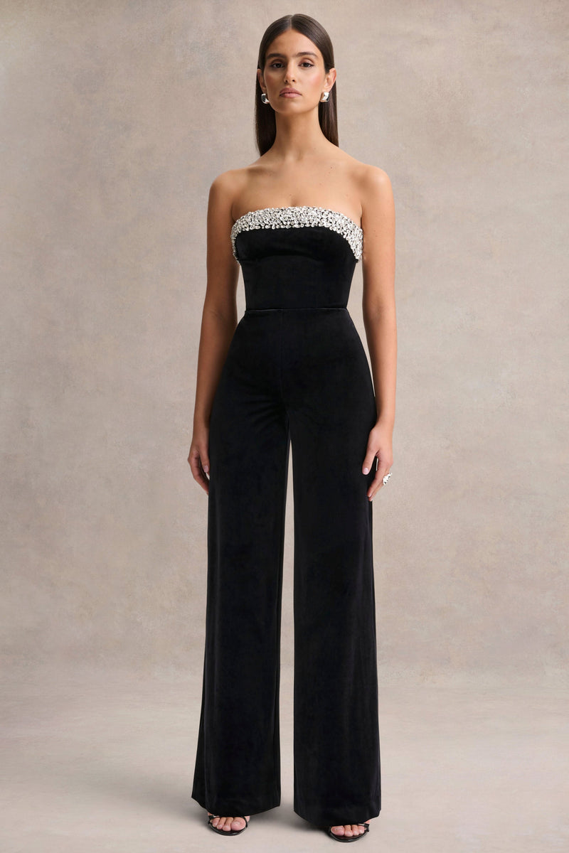 Emelie | Mono bandeau de terciopelo negro adornado