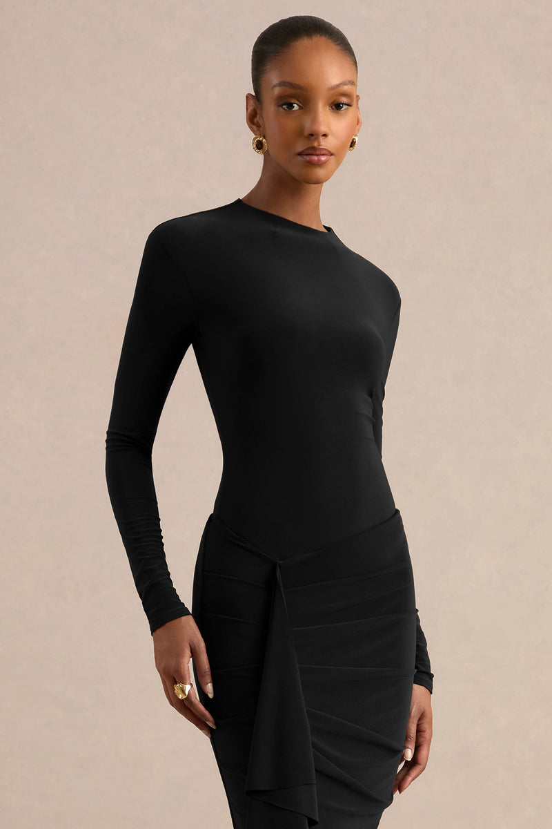 Lorvia | Body negro de cuello alto con manga larga