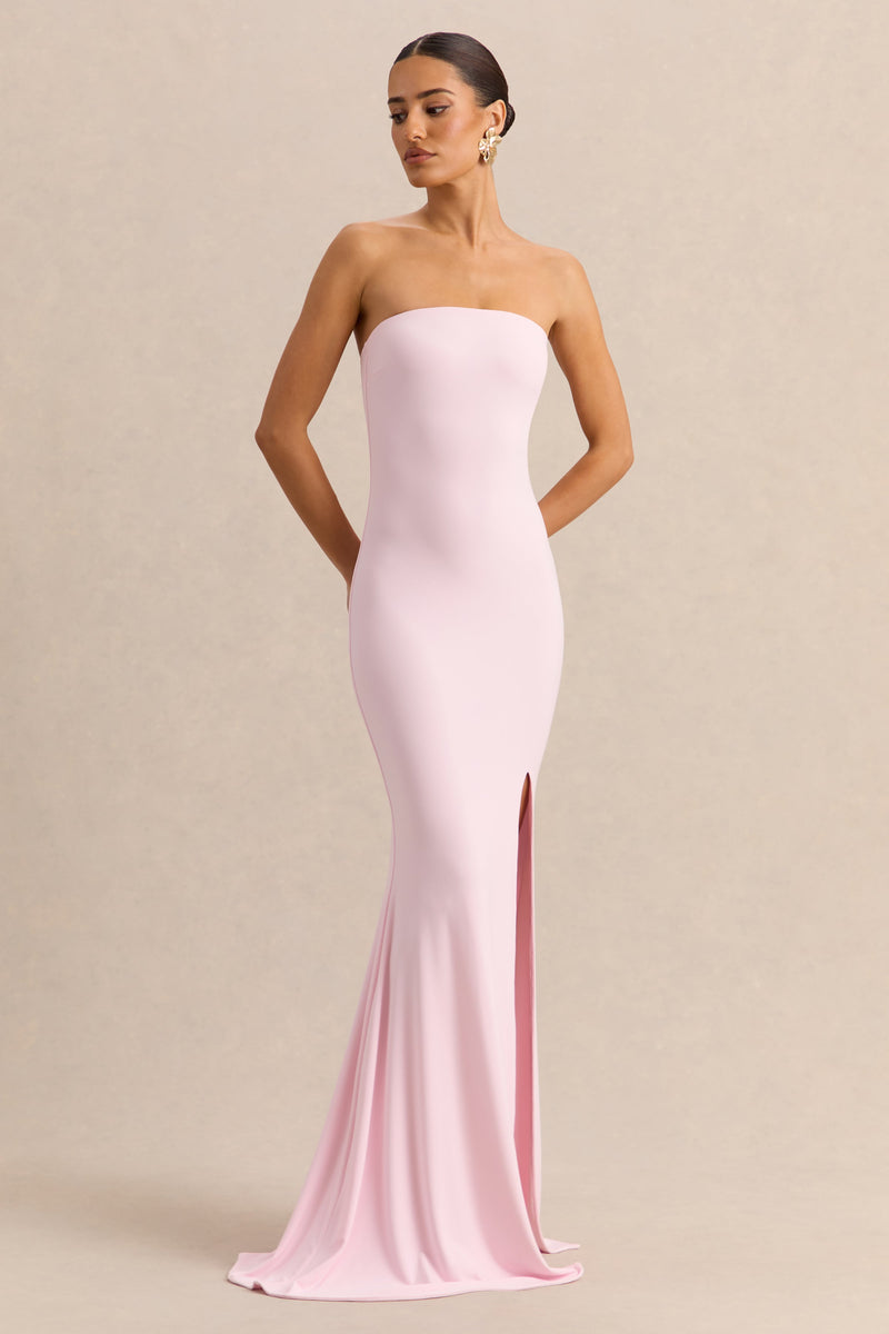 Melva | Vestido maxi bandeau rosa claro