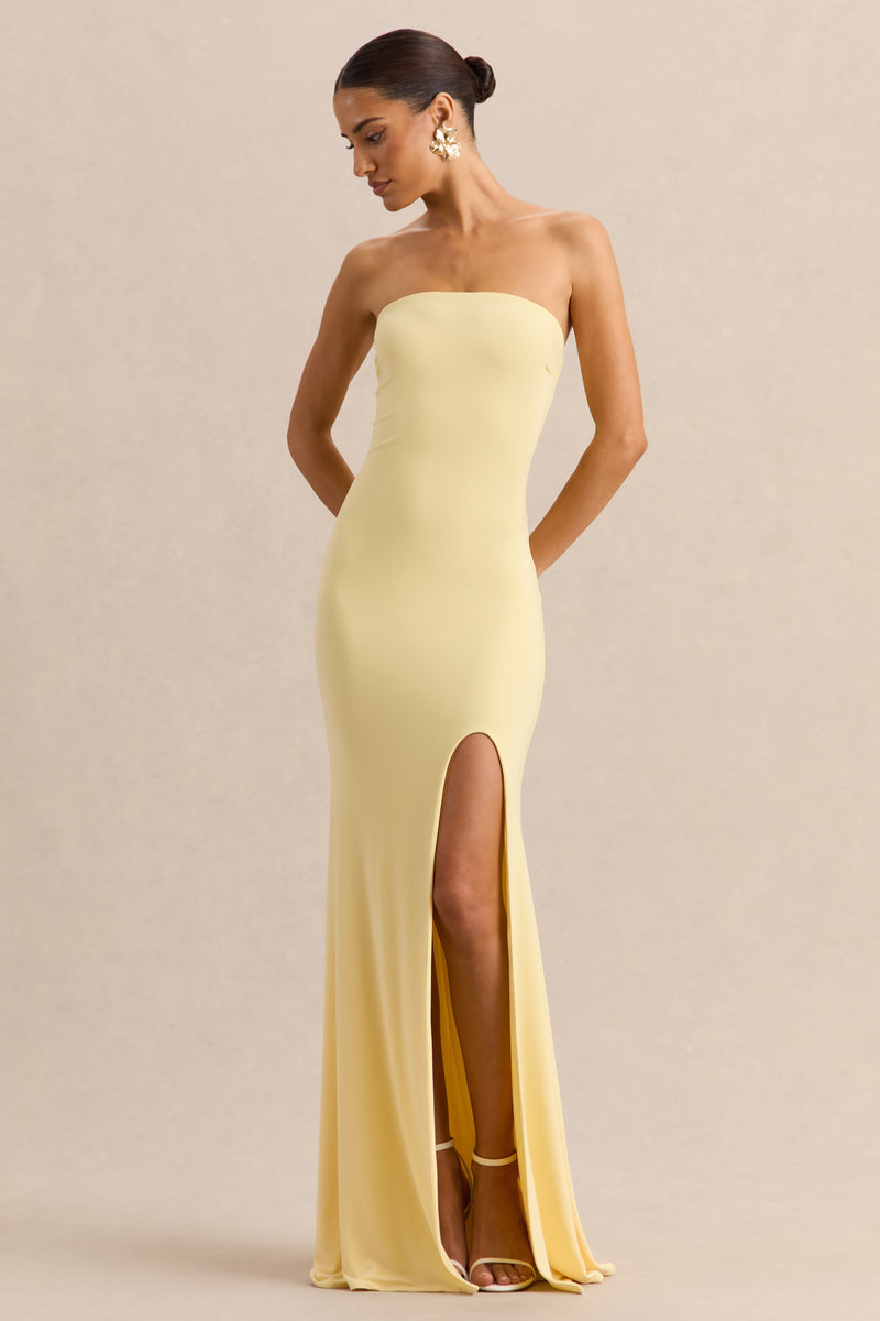 Melva | Vestido largo bandeau color limón