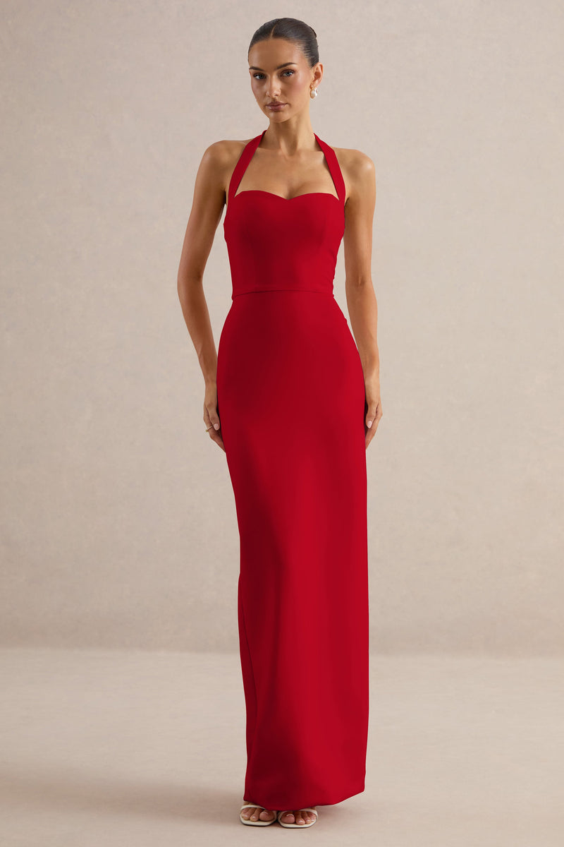 Heloira | Vestido largo rojo con escote corazón