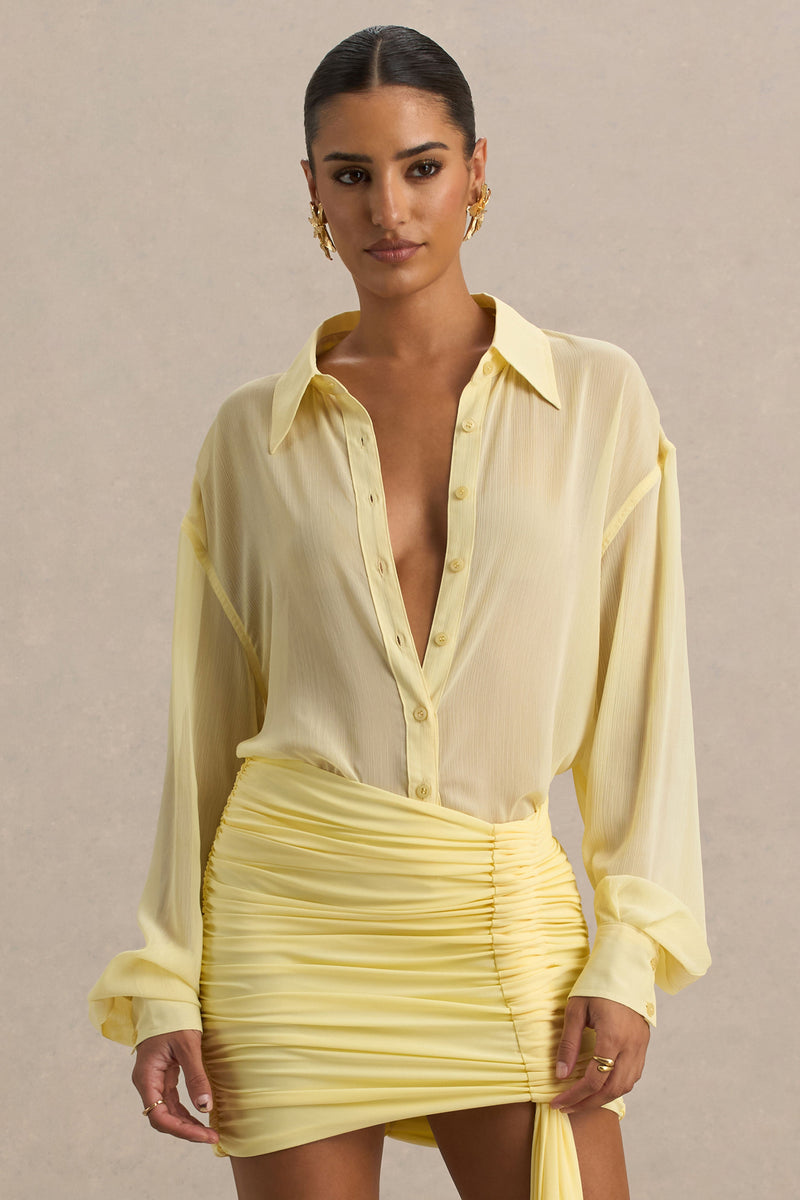 Zinna | Camisa transparente de gasa en amarillo pastel