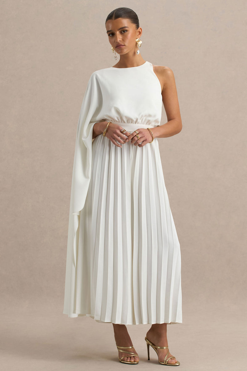 Paradise | Mono blanco con detalle de lazo en el cuello y manga tipo capa