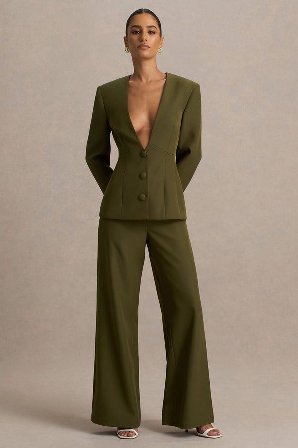Silvia | Pantalones verde oliva de corte recto