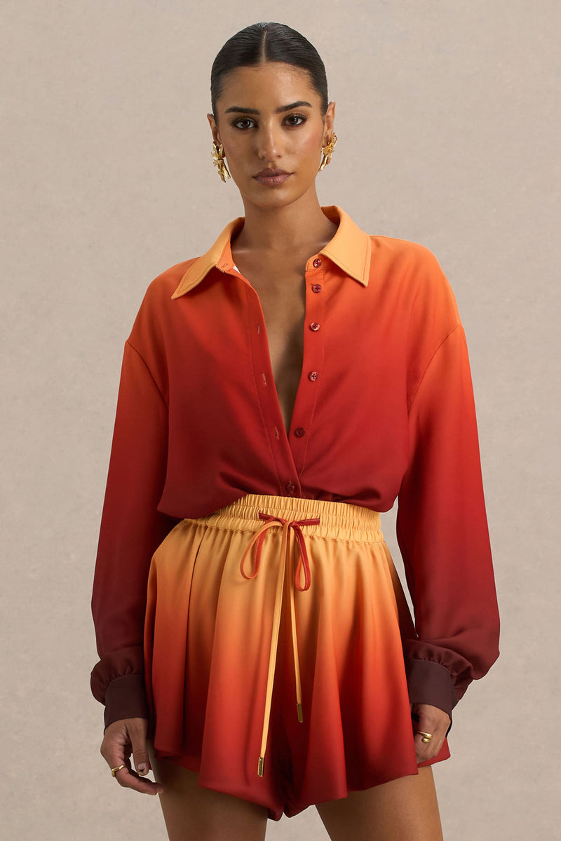 Rowan | Camisa satinada con degradado en tonos naranjas
