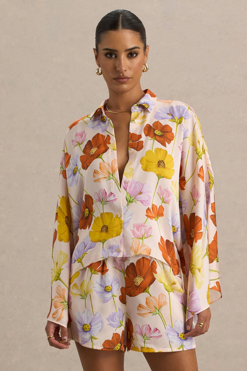 Lolite | Camisa de manga larga de satén con estampado floral